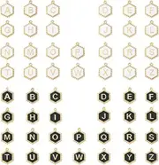 [DanLingJewelry] 52Pcs Black White Enamel Hexagon Letter Charms Double Sided Initial A-Z Alphabet Charms for Necklaces Bracelets Jewelry Making