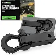 RHINO USA Shackle Hitch Receiver, Best Towing Accessories for Trucks & Jeeps, Connect Your Rhino Tow Strap for Vehicle Recovery to This 41,850 lbs Capacity Reciever, Mounts to 2" Receivers!