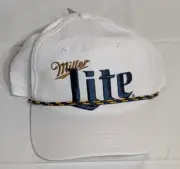 MILLER LITE Throwback White Rope Adjustable SnapBack Golf Hat Cap OSFA NEW