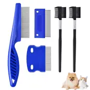 5 Pack Flea Lice Comb, 2-In-1 Stainless Steel Dog Cat Grooming Combs