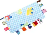 OFFIGAM 1Pc Blanket Soft Plush Comforter with Colorful Tags Soothing Appeal for Newborns Machine Washable Blankie for Strollers and Car Seats