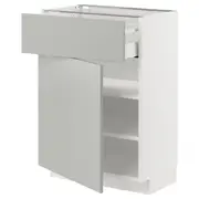 METOD / MAXIMERA base cabinet with drawer/door, white/Havstorp light grey, 60x37x80 cm