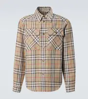 [Burberry] Burberry Burberry Check cotton and linen shirt UK 16 beige