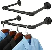 2 Pcs Multi-Purpose Hanging Rod Golden Pipe Clothes Hanging Bar Space-Saving Garment Bar for Laundry Room Bedroom Garment Rail