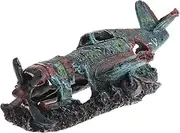 Fish Tank Decoration Fighter Vintage Airplane Ruins Submarine Landscape Fish Shrimp Shelter Cave Hideout Resin Aquarium Decor Turtle Tank Decoration