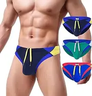 [ZAIGGUT] Swim Briefs Bikini Briefs with Drawstring Low Rise Beach Swimsuits