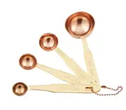 Academy Measuring Spoons with Brass Handles Copper Plated Stackable Teaspoon Set of 4