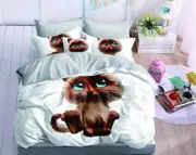 v5757 Bed Sheets Kitties Bedding Set Duvet Cover Pillowcase % Cotton Sateen Bed Sheets IU5757