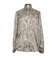 ROBERTO CAVALLI CLASS Damen Langarm Bluse Weiß Beige Leopard Print NEU ETIKETT!
