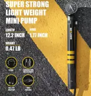 Mini Bike Pump + Pressure Gauge Schrader + Presta Valve