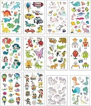 120 Temporary Tattoos + 20 Glow in the Dark Tattoos with Glitter Children's Tattoos: Unicorn Mermaid Animal Dinosaur Pirate Children's Birthday Party Bag Gift Idea