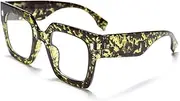 [HDUBFY] Vintage Big Frame Glasses Women Flat Mirror Glasses Frame Eyeglasses Frames