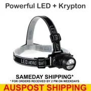 Headlight Lantern Head Lamp Torch Light 3 LED 1 Krypton Tiltable Camping Fishing