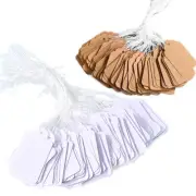 100Pcs Christmas Luggage Tags Kraft Paper Blank Price Labels Cards with String