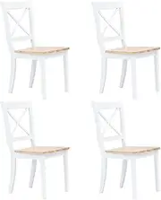Dining Furniture Dining Chairs 4 pcs White and Light Wood Solid Rubber Wood