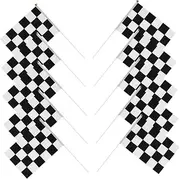 GANAZONO 10pcs Hand Held Race Flags Checkered Flag on Stick for Racing Car Decor for Theme Party Decorations