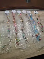 6 Piece Colorful NWT Glass Seed Bead Necklace Lot ~40" Long Wholesale Jewelry