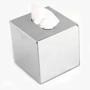 Stainless Steel Tissue Box Holder, Square Pumping Paper Case Dispenser Desk Organiser for Bathroom Vanity Countertops Office Hotel Car (Grey, One Size)