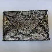 BCBG MAX AZRIA Gold Black Harlow Designer Purse Clutch Bag with Sequins NWT
