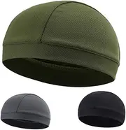 [DEARMAMY] Cycling Skull Cap Men's Quick Dry Cap Elastic Hat Liner Sweat Band for Sports Activities Dark Grey