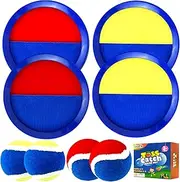 jxzdle Toss and Catch Game Set, Velcro Ball and Catch Game with 4 Paddles 4 Balls and 1 Storage Bag, Great Outdoor Toys/Gifts for Kids, Classic Outdoor Games, Beach Games, Yard Games