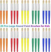 Anezus 30Pcs Paint Brushes, Round Paint Brushes for Kids Classroom Toddlers Paint Brush Set for Touch Up Preschool Daycare Washable Acrylic Paint Pumpkin Painting