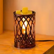 Electric Candle Warmer, Rubbed Bronze Vintage Wax Melt Warmer for Scented Wax Cubes - Scentsy Wax Warmer with Bulb for Bedroom Living Room Home Décor/279 (Color : Brown, Size : US)