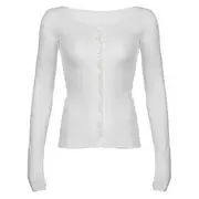 Long Sleeve Plain Slim-Fit Shirt White - L
