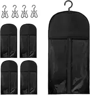 Hair Extension Holder Bag - Hair Extension Hanger | Wig Storage Bag With Hanger | 5-Piece Dust-proof Wig Organizer Set | Clear Non-Woven Wig Travel Case | Wig Hanger For Women, Men For Home