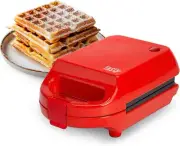 Tasty Mini Nonstick Waffle Maker, Perfect for Individual Waffles, Hash Red