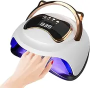 XIULIUU UV LED Nail Polish Lamp, 120W Portable UV/LED Nail Lamp with 3 Timers, Professional for Nail Art Tools Accessories White