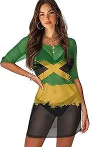 [Tongluoye] Swimsuit Coverup for Women Plus Size Mesh Sheer Cover Up Swimwear