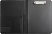 Aswalling Resume Portfolio Folder with A4 Size Clipboard Black Leather Padfolio for Men Women Business Portfolio Organizer