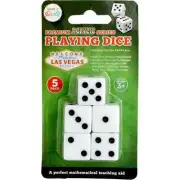 White and Black Acrylic Playing Dice 5 Casino Vegas Board Games Night Party