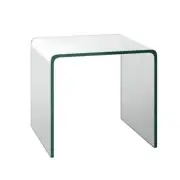 ANGELES HOME End/Side Table 18"W U-Shaped Transparent Tempered Glass Furniture