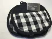 MAX STUDIO POT HOLDERS (2) PUMPKIN BLACK WHITE CHECK 7 X 9 100% COTTON NIP