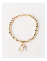 [Tilii] Sunflower Charm Initial Bracelet in Gold
