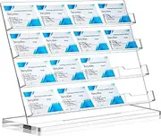 Dunzoom Business Card Holder for Desk Acrylic Business Card Holder Display Stand Multiple Organizer for Office Meeting Exhibition Home(16 Slots)