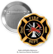 Fire Dept Emblem Logo 2.25" Pinback Button