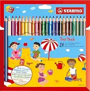 STABILO Colouring Pencil - Trio thick - Wallet of 24 - Assorted Colours + Sharpener