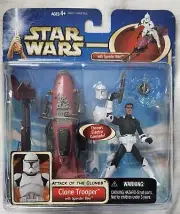 Hasbro Star Wars AOTC Clone Trooper With Speeder Bike Action Figure Blue Card