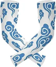 Chinese Auspicious Cloud Pattern White Blue cooling cover up sleeve UV protection gardening sleeves for tattoo cover anti-snag cubre brazos