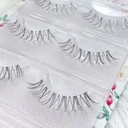 Aimo - Set of 3 Pairs: Natural Wispy False Eyelashes (X-8) Black - One Size