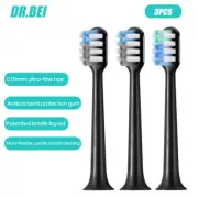 DR.BEI 3 Pcs Black Electric Toothbrush Sensitive Cleaning Teeth Replacement Head