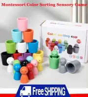 Montessori Color Sorting Toys Color Matching Sensory Game Wooden Peg Dolls in Cu