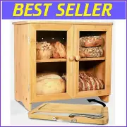 Stylish Bamboo Bread Box with Magnetic Knife Holder - Large Capacity & Freshness