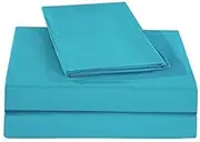 [American Linen] Luxury Sheets Trusted by The Biggest Hotels, Turquoise Solid 600 Thread Count 4PC Olympic Queen Bed Sheet Set 100%-Egyptian Cotton, Sateen Solid, 26 Inches Deep Pocket.