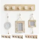 Rustic Nordic Wooden Coat Hooks Wall Mounted Hat Clothes Bag Rack Hotel