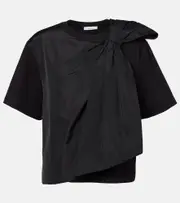 [Max Mara] Max Mara Colle bow-detail cotton jersey T-shirt UK 14 black