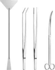 Aquascaping Tool Set - 4Pcs Aquarium Plant Scissors, Tweezers & Scraper